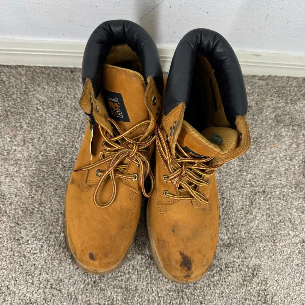 Timberland PRO Mens Direct Attach Steel Toe Waterproof Boots Size 11 Leather Tan